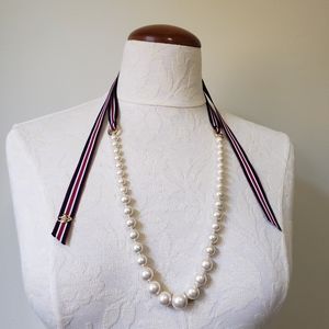 Brooks Brothers Pearl Necklace Ribbon